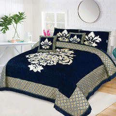 JACQUARD VELVET BED SHEET ( BLUE ) - 5 PCS