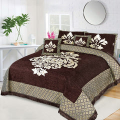 JACQUARD VELVET BED SHEET ( BROWN ) - 5 PCS