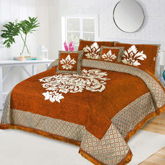 JACQUARD VELVET BED SHEET ( ORANGE ) - 5 PCS