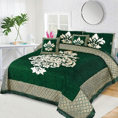 JACQUARD VELVET BED SHEET ( GREEN ) - 5 PCS