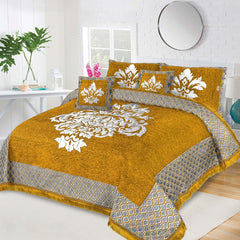 JACQUARD VELVET BED SHEET ( YELLOW ) - 5 PCS