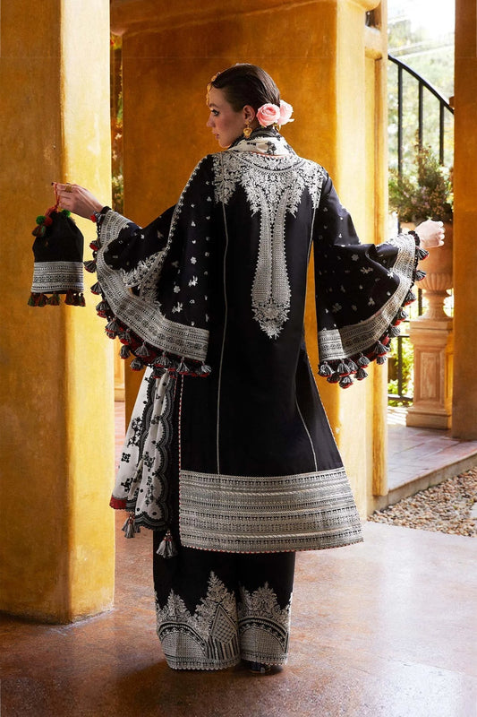 Hussain Rehar 3PC Embroidered Lawn Suit with Printed Cotton Slub Net Dupatta -7172