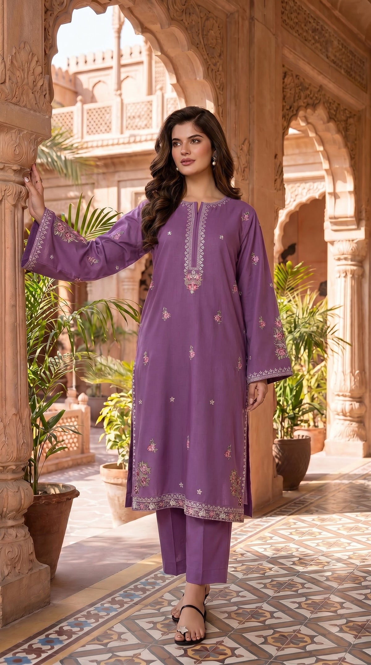 BUYEX - 2PCS EMBROIDERED UNSTITCHED LAWN SUIT #RWQ110