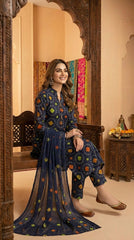 RIWAQ - 3PCS UNSTITCHED PREMIUM LAWN SUIT #RWQ045