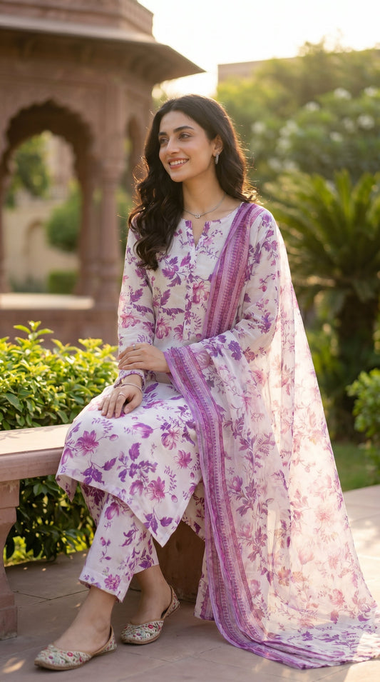 RIWAQ - 3PCS UNSTITCHED PREMIUM LAWN SUIT #RWQ032
