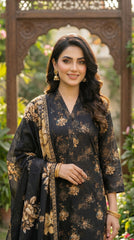 BUYEX - 3PCS UNSTITCHED PREMIUM LAWN SUIT #RWQ093