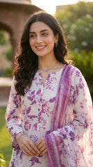 RIWAQ - 3PCS UNSTITCHED PREMIUM LAWN SUIT #RWQ032