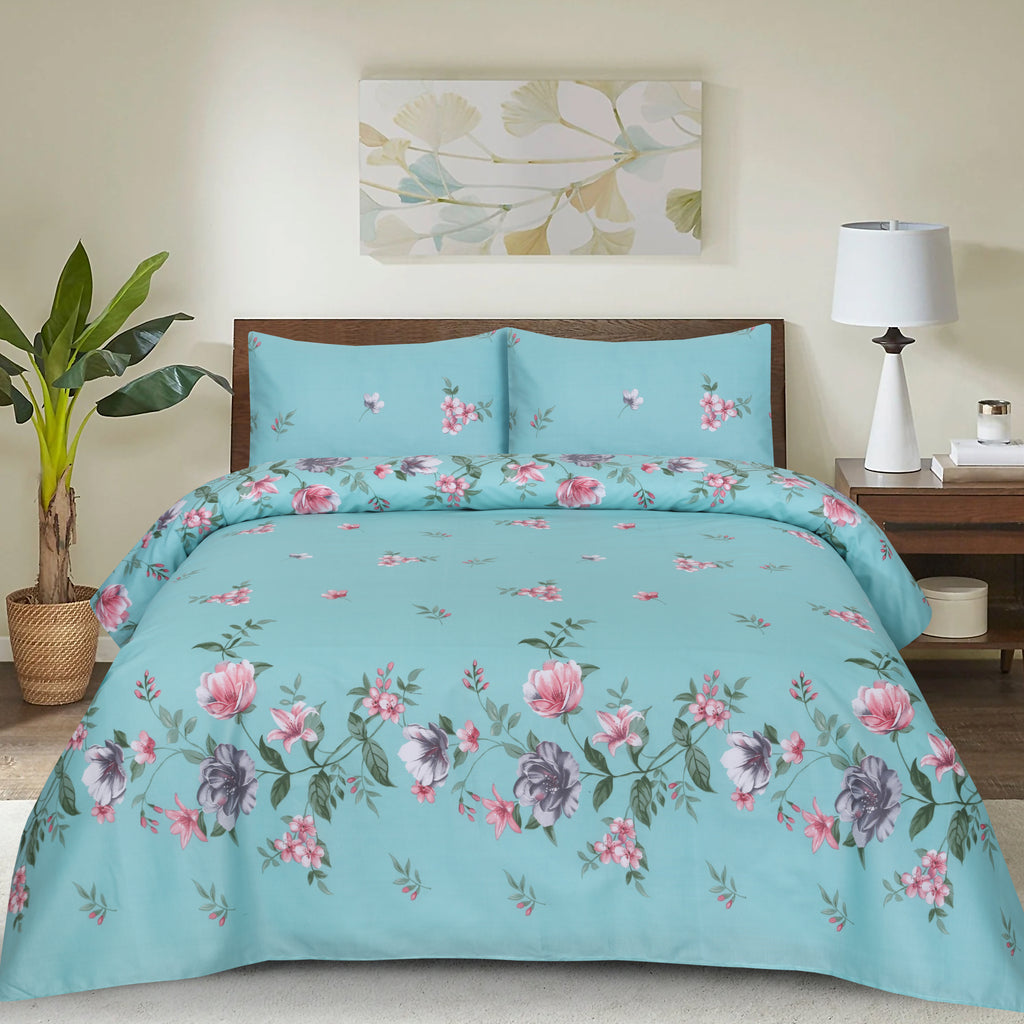 SKYBLUE KING BED SHEET SET NBD93