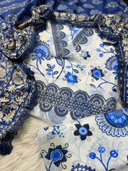 SOO KAMAL 3PC Printed Lawn Suit with Patch Work – Elegant Summer Collection